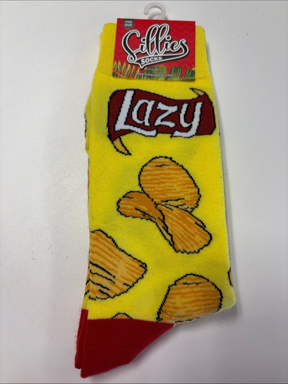 Sillies Yellow "Lazy" Novelty Men's Socks